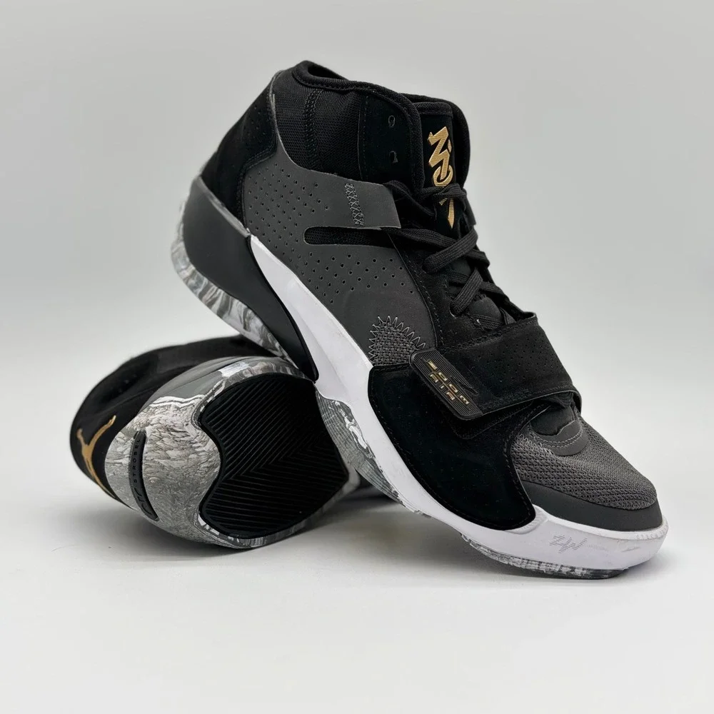Jordan Zion‎ 2 Black Metallic Gold White Basketball Shoes DQ7688-001 Mens 8.5